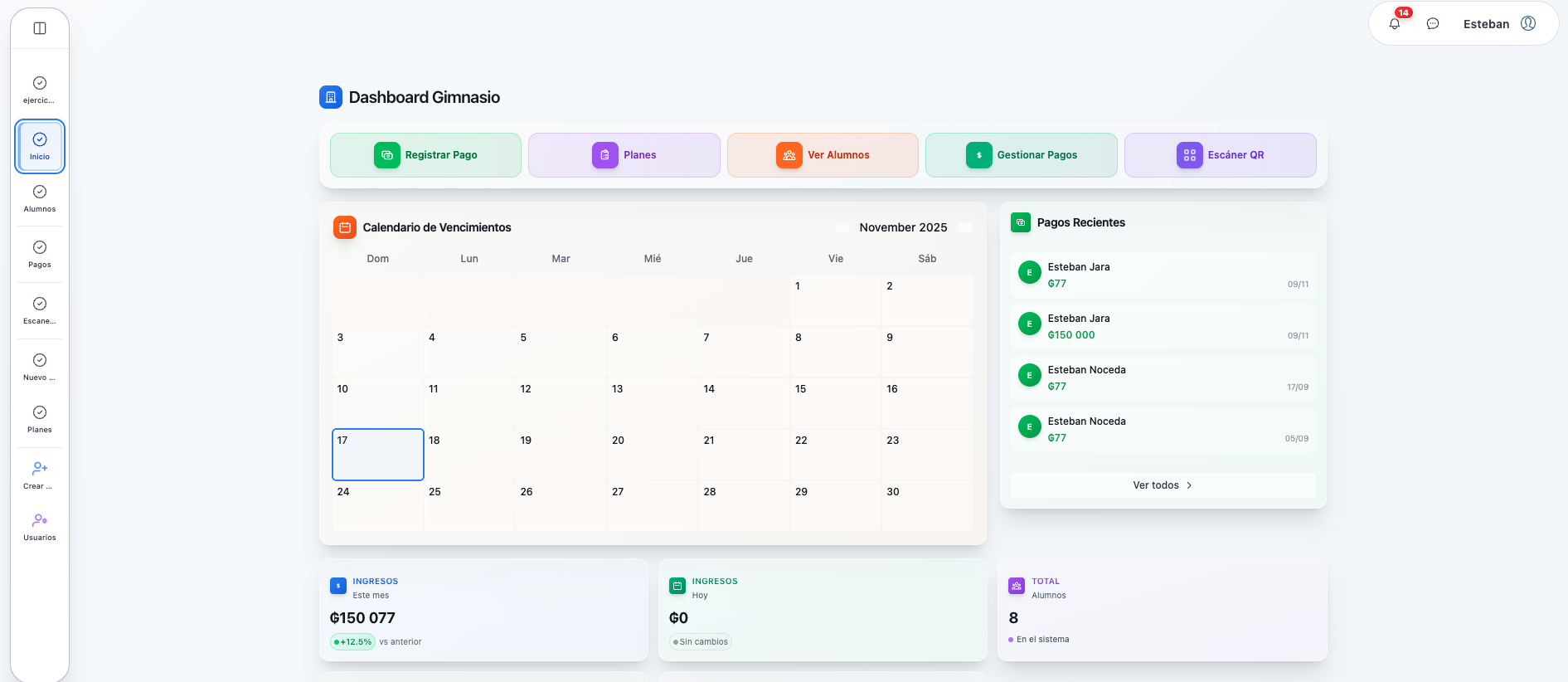 Sistema para Gimnasios